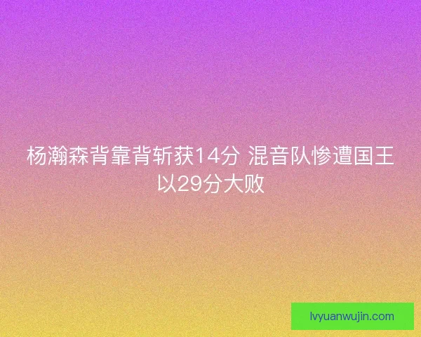 杨瀚森背靠背斩获14分 混音队惨遭国王以29分大败