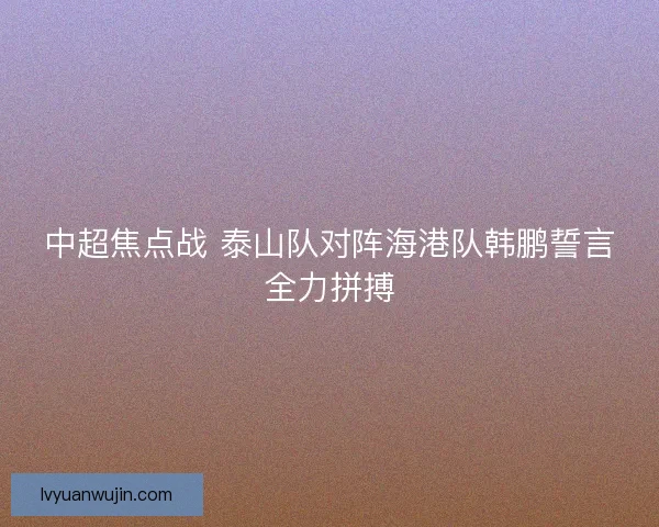中超焦点战 泰山队对阵海港队韩鹏誓言全力拼搏